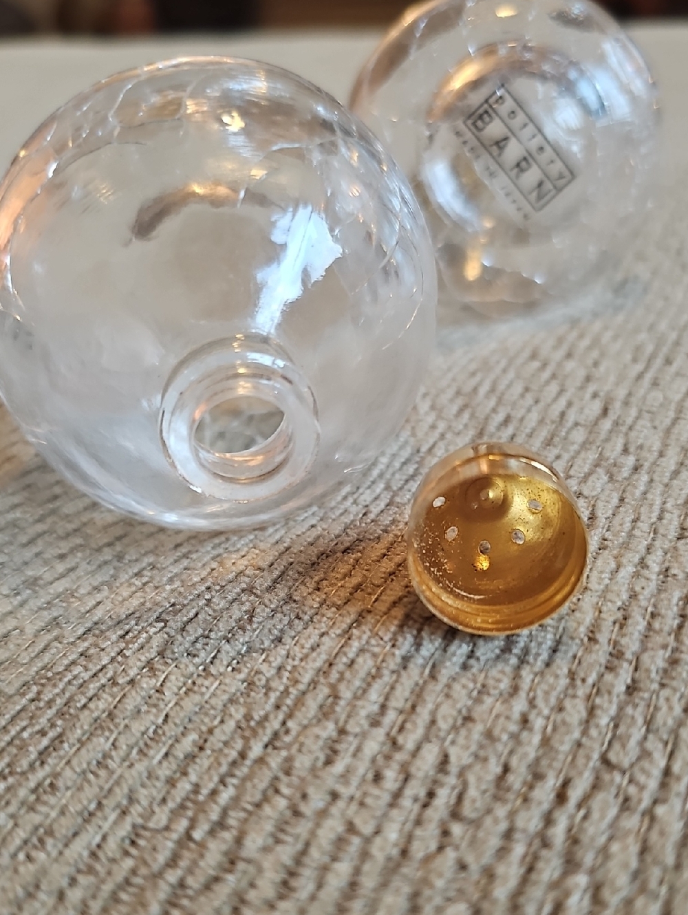 Pottery Barn Salt & Pepper Shakers With Crackled Glass Details - Picture 4 of 6